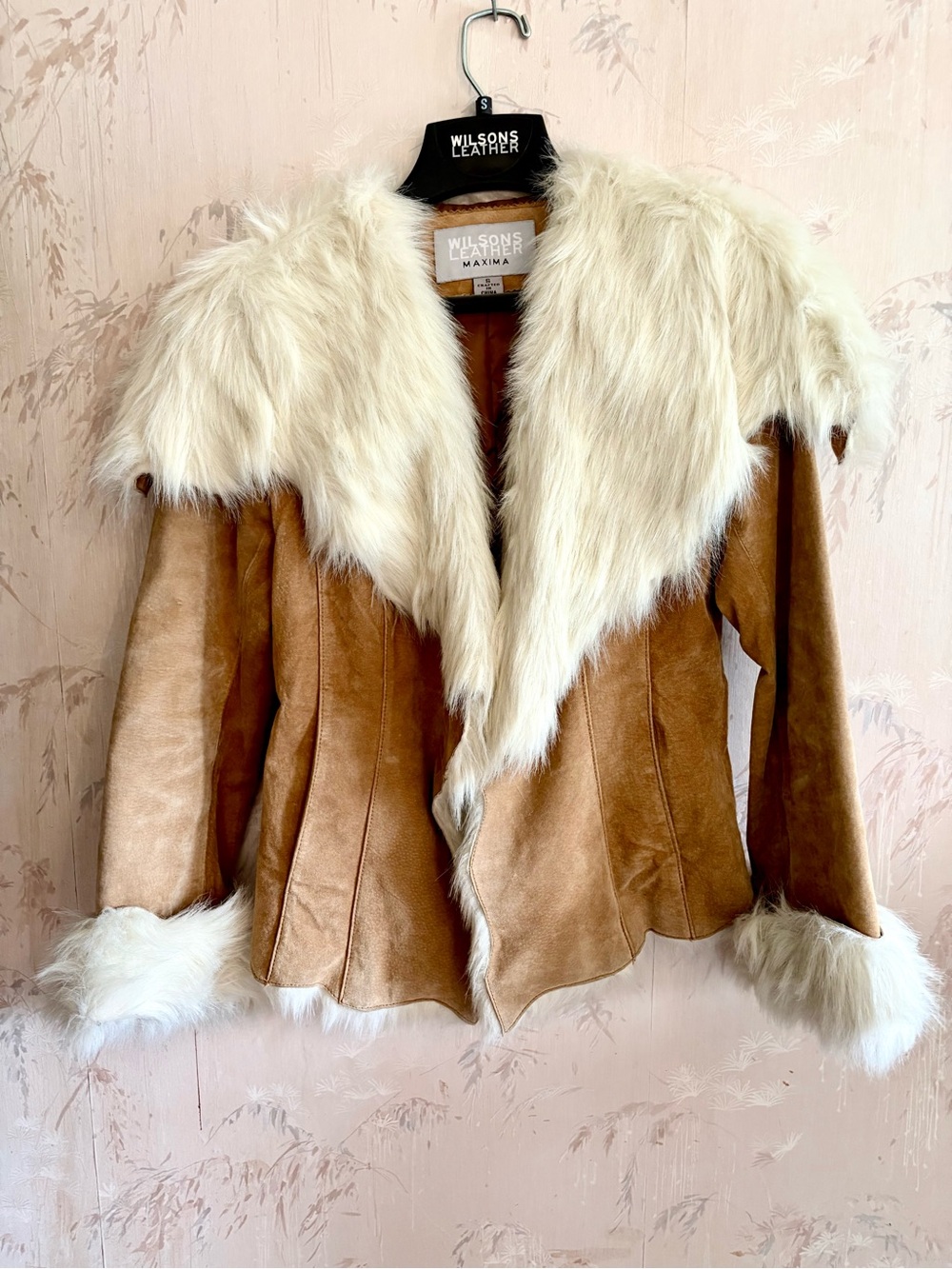 Vintage Wilsons Leather Maxima Suede Penny Lane Jacket Faux Fur Trim S